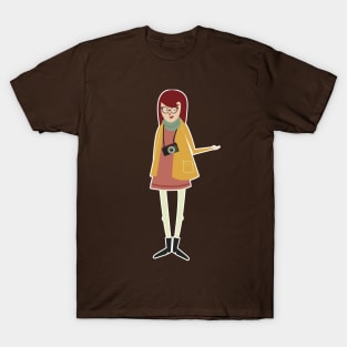 Hipster Girl Sticker T-Shirt